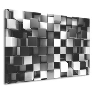Gario Obraz na plátně Černo-bílé 3D kostky Rozměry (š x v): 120 x 80 cm