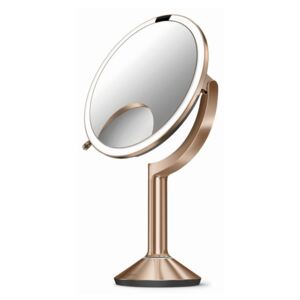 Simplehuman stolní kosmetické zrcadlo s LED osvětleníma dotykovým ovládáním Sensor TRIO | zlato růžová