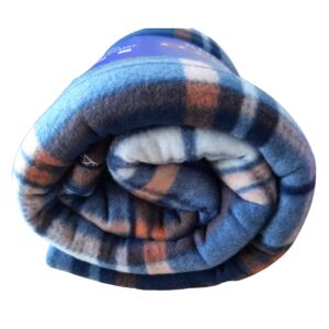 Fleecová deka káro modrá/oranžová 150x200 cm