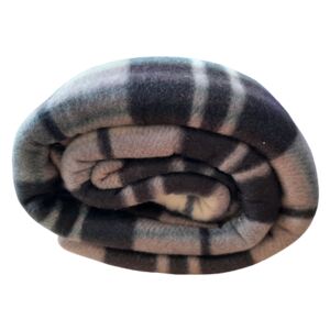Fleecová deka káro hnědá/béžová 150x200 cm