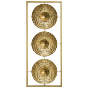 Nástěnná dekorace se slunečním designem v rámu, 25 x 61 cm, zlatá