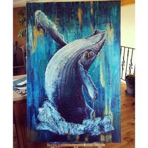 Ručně malovaný obraz Spirall Mazourková - The dancing whale