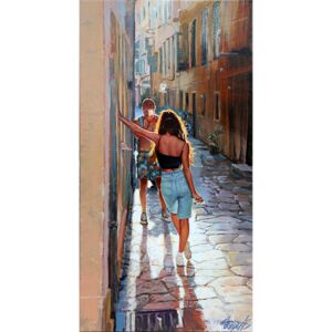Ručně malovaný obraz Pavel Dolejš - Girl at Korfu street