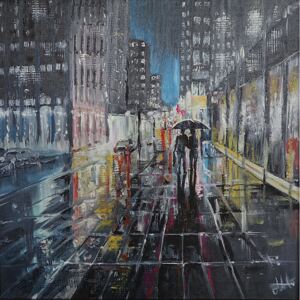 Ručně malovaný obraz Martina Andělová - Dialog v dešti