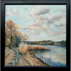 Ručně malovaný obraz Vlastimil Štol - Podzimní nálada u rybníka