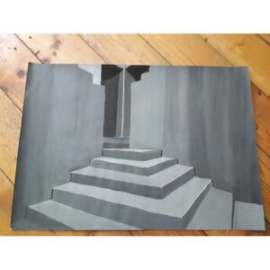Ručně malovaný obraz Dominika Slizkova - schody do neznáma