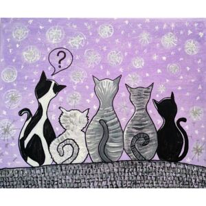 Ručně malovaný obraz Simona Kollertová - Zvídavá kočička