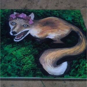 Ručně malovaný obraz Simona Paříková - první zvíře liška