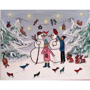 Ručně malovaný obraz Simona Kollertová - Sněhuláci