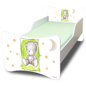 Dětská postel se zábranou Sweet Teddy - zelený