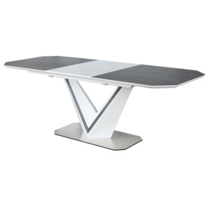 Jídelní rozkládací stůl 90x160 cm v bílém laku a šedé barvě KN739