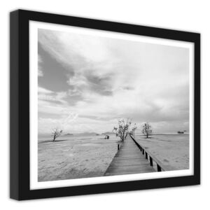 CARO Obraz v rámu - A Picturesque Landscape With A Bridge 2 40x30 cm Černá