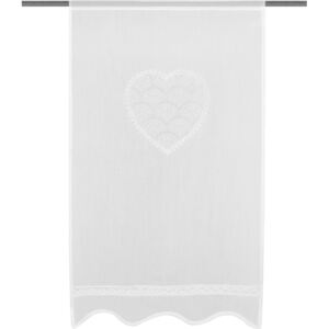 Home Wohnideen Záclona vitrážová, vyšívaná, batist, "Corazon", Bílá Rozměr: 80 cm (V), 40 cm (Š)