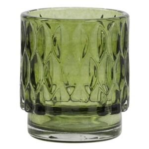 Olivově zelený skleněný svícen Grace - Ø 7*8 cm