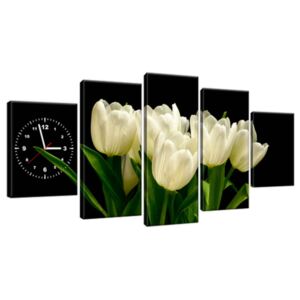 Obraz s hodinami Bílé tulipány - Mark Freeth 150x70cm ZP1601A_5B