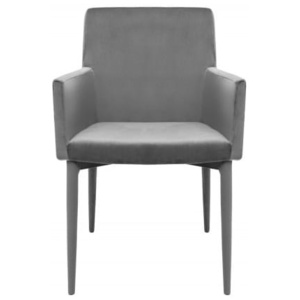 Inviro Jídelní židle ZILOMA s loketní opěrkou, šedý samet