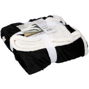 EmaHome Plyšová deka s beránkem DELUXE - 130 x 160 cm - černá