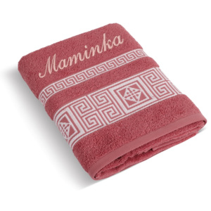 Bellatex Froté ručník proužek se jménem MAMINKA terakota - 50x100 cm