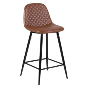 SCANDI Tmavě hnědá koženková barová židle Wanda 91 cm