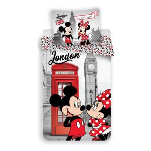 Jerry Fabrics Bavlněné dětské povlečení Mickey a Minnie London Telephone