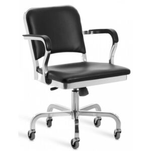 EMECO - Čalouněná židle na kolečkách s područkami NAVY