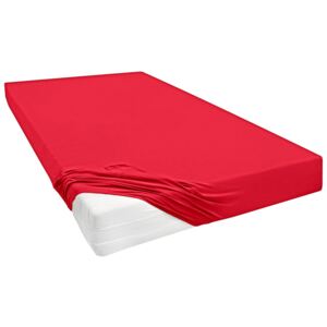 Biberna Žerzejové napínací prostěradlo (90 - 100 x 200 cm, červená)