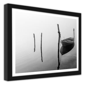 CARO Obraz v rámu - A Boat On Calm Water 40x30 cm Černá