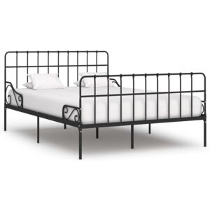 Rám postele s laťkovým roštem černý kov 120 x 200 cm