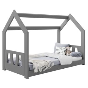 AMI nábytek Dětská postel DOMEČEK D2A 160 x 80 cm masiv šedá