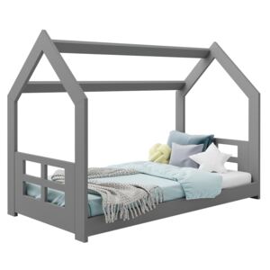 AMI nábytek Dětská postel DOMEČEK D2D 160 x 80 cm masiv šedá