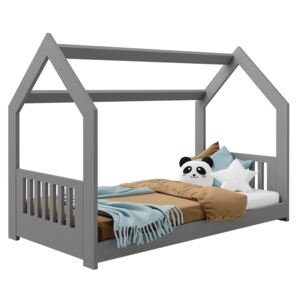 AMI nábytek Dětská postel DOMEČEK D2E 160 x 80 cm masiv šedá