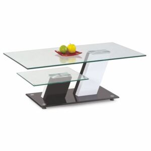 Konferenční stolek SAVANA MDF bílá / černá / sklo / chrom