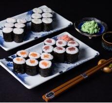 MIJ Sushi Set Blue & White Splash 4 ks s hůlkami MIJC0314