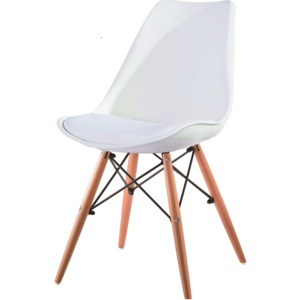 Jídelní židle v bílé barvě a dekoru buk TK2047