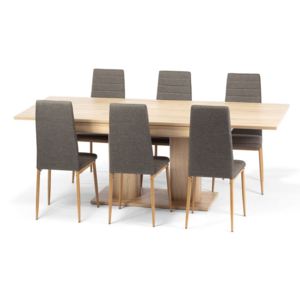 Rozkládací jídelní set HEIDELBERG (6x židle DAVE, 1x stůl)