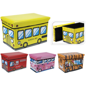 Home collection Skládací box / taburet pro děti 49x31x31 cm - Safari autobus