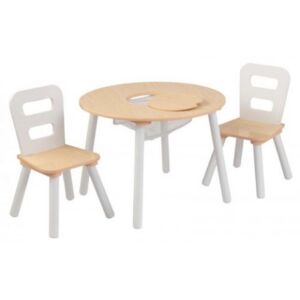 KidKraft Set stůl s 2 židle přírodní a bílá (Rozměr stolu:)