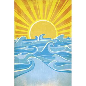 Plakát, Obraz - Sea Waves and Yellow Sun, (61 x 91.5 cm)