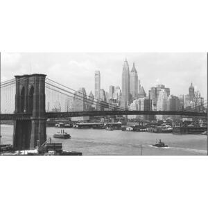 Obraz, Reprodukce - New York - Manhattan skyline and Brooklyn bridge, PHILIP GENDREAU, (140 x 70 cm)