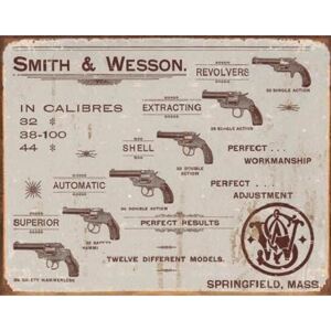 Plechová cedule S&W - revolvers, (40 x 31,5 cm)