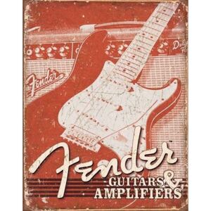 Plechová cedule Fender - Weathered G&A, (30 x 42 cm)