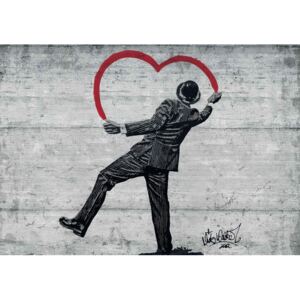 Fototapeta, Tapeta Banksy graffiti - betonová zeď, (104 x 70.5 cm)