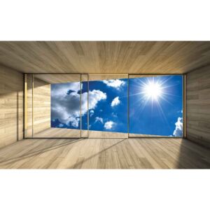Fototapeta, Tapeta Slunečná obloha - Pohled z okna, (368 x 254 cm)