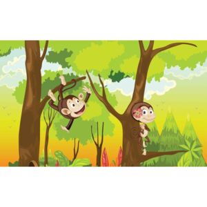 Fototapeta, Tapeta Kreslené opičky do dětského pokoje, (104 x 70.5 cm)
