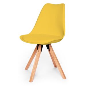 Žlutá židle s podnožím z bukového dřeva loomi.design Eco