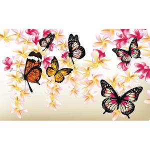 Fototapeta, Tapeta Květiny a motýli, (104 x 70.5 cm)