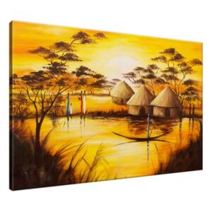 Ručně malovaný obraz Africká vesnice 120x80cm RM1778A_1B