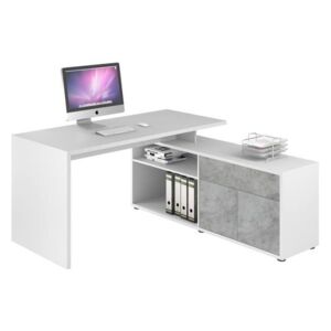 Rohový psací stůl ARLO bílá/šedá