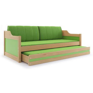 Dětská postel CASPER 2 + matrace + rošt ZDARMA, 90x200, borovice, zelená