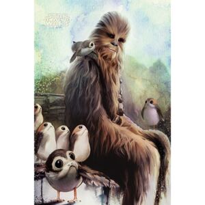 Plakát, Obraz - Star Wars: The Last Jedi - Chewbacca & Porgs, (61 x 91,5 cm)